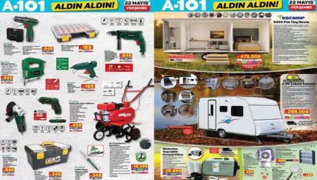 A101 22 MAYIS AKTÜEL AFİŞİ (ALDIN ALDIN AKTÜEL KATALOĞU) || A101 yeni broşürü ile neler geliyor, yeni haftada hangi eserler var? A101’e çekme karavan, tiny house, tamir gereçleri geliyor!