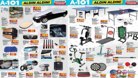 A101 AFİŞ/AKTÜEL KATALOG 12 HAZİRAN 2025 PERŞEMBE || A101 aktüel indirimleri ile bu hafta neler var? A101 afişi ile araç güneşlik brandası, koşu ve yürüme bandı, vantilatör raflara geliyor