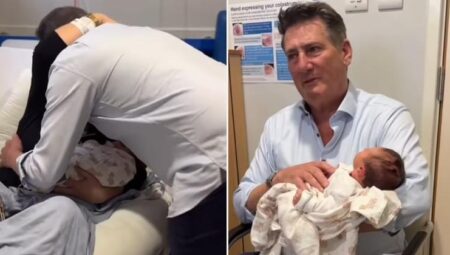Ünlü müzikçi dede oldu… Kucağında yeni doğmuş torunuyla öylece oturup kaldı